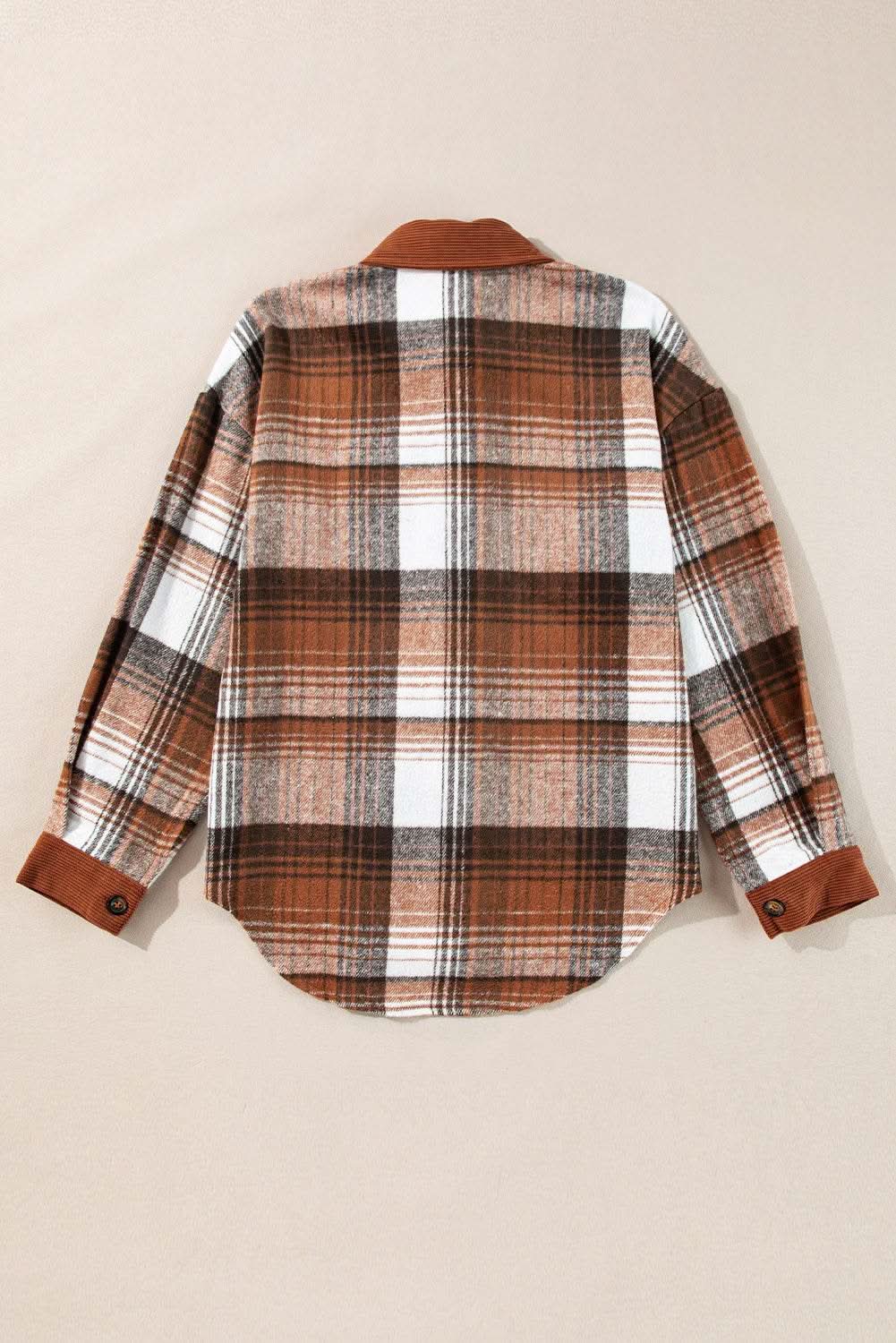 Cinnamon plaid corduroy shacket - Love Salve