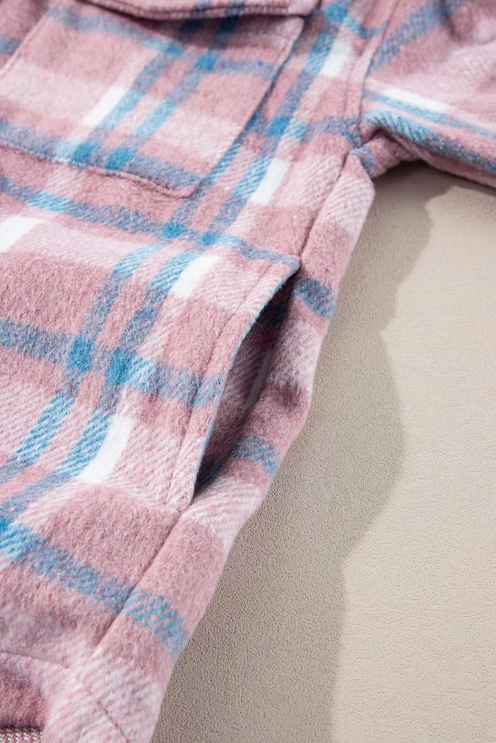 Pink plaid color block shacket - Love Salve