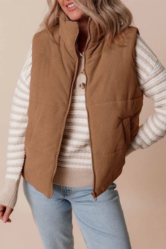 Cozy coffee corduroy vest - Love Salve