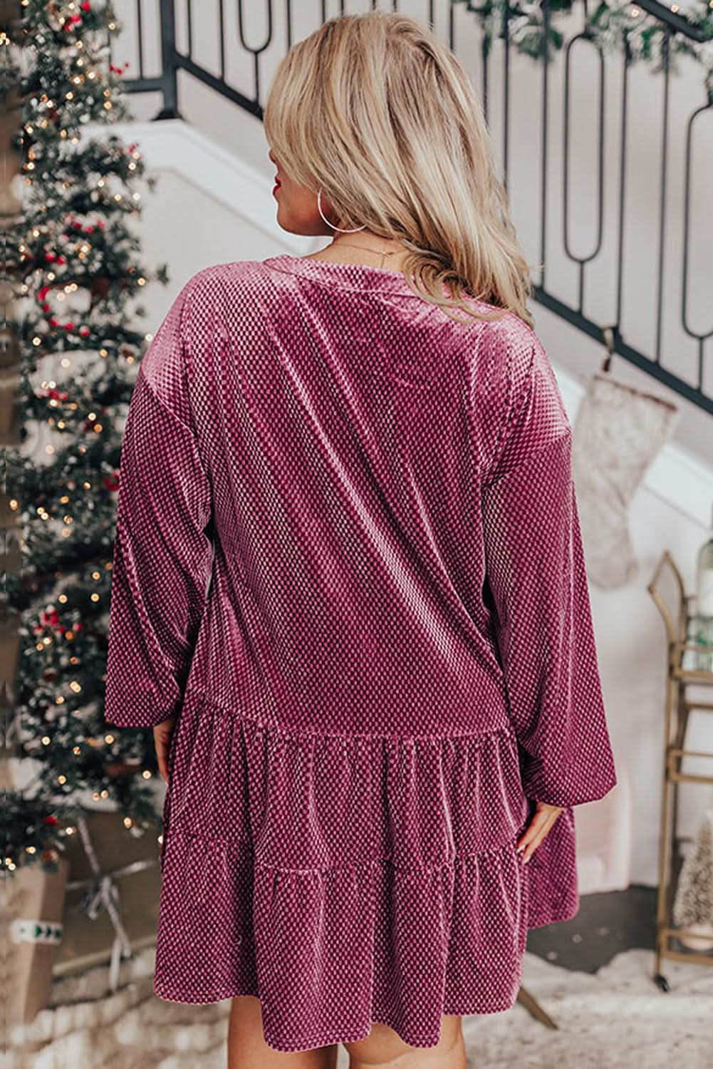 Meadow mauve plus size velvet dress - Love Salve