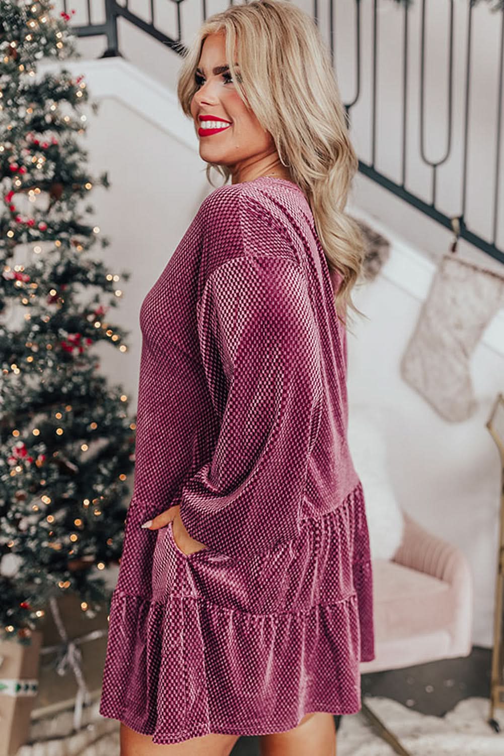 Meadow mauve plus size velvet dress - Love Salve