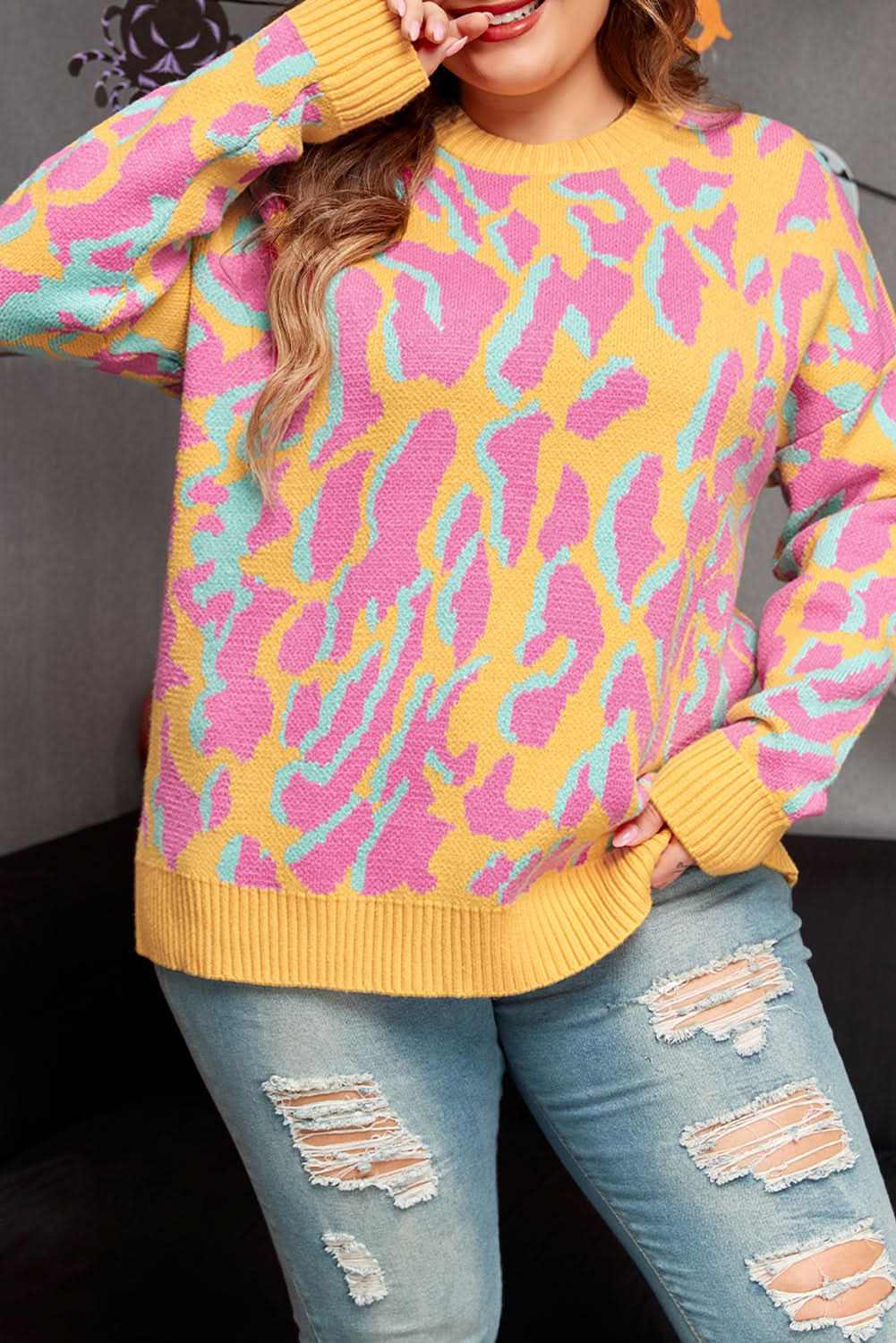 Bright pink plus size sweater - Love Salve