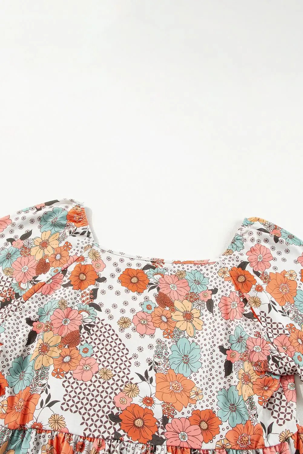 Khaki floral plus size peplum blouse - Love Salve