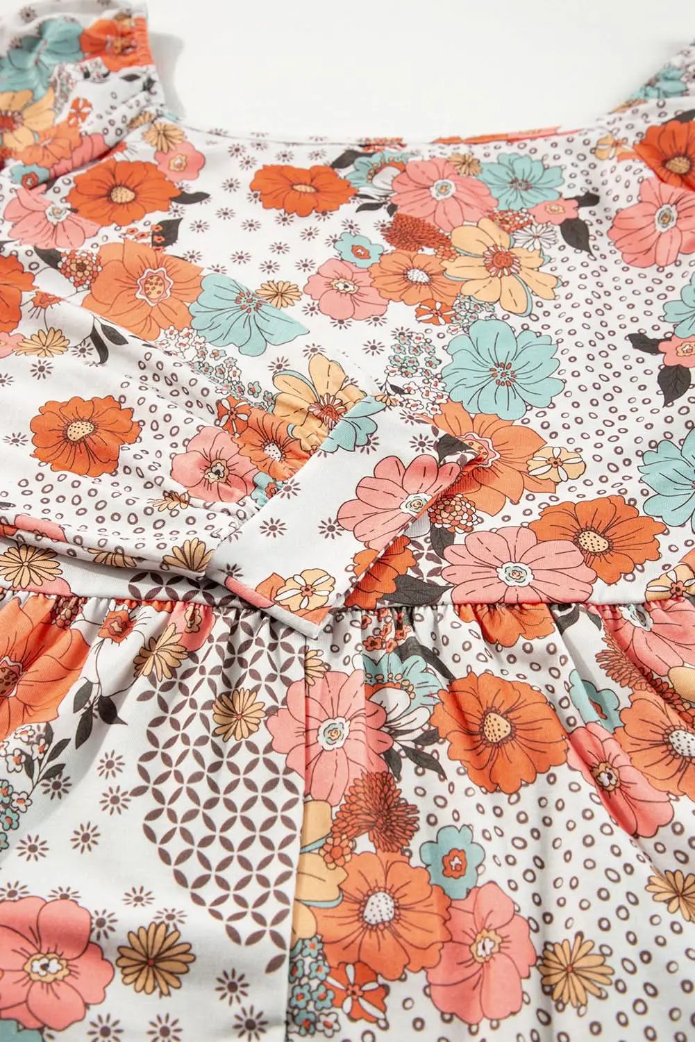 Khaki floral plus size peplum blouse - Love Salve