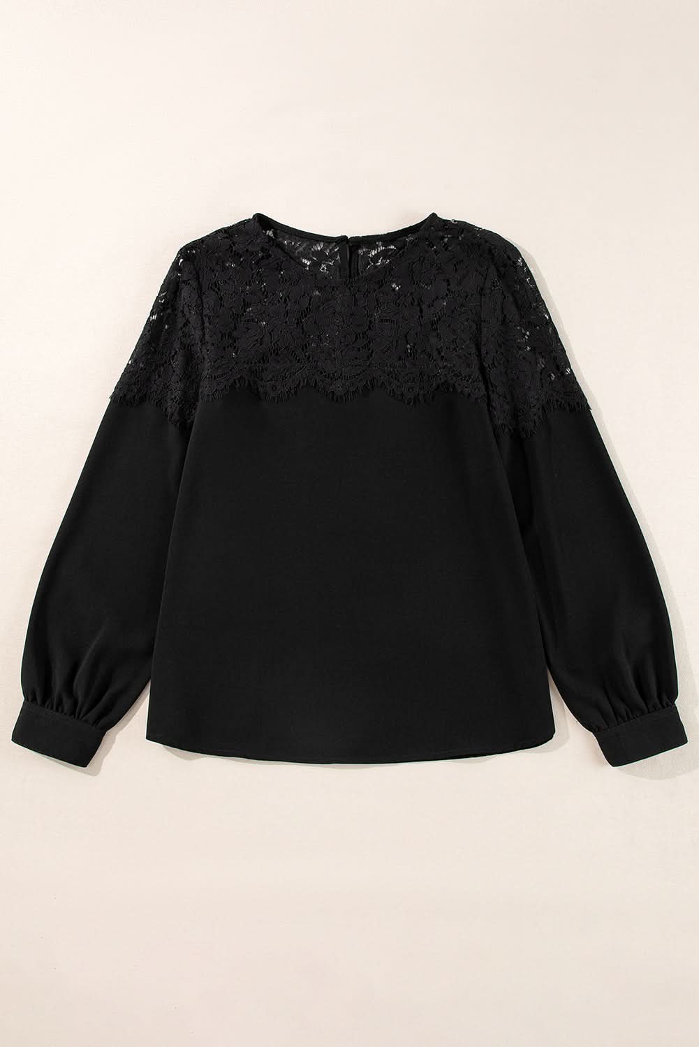 Elegant black lace long sleeve top - Love Salve