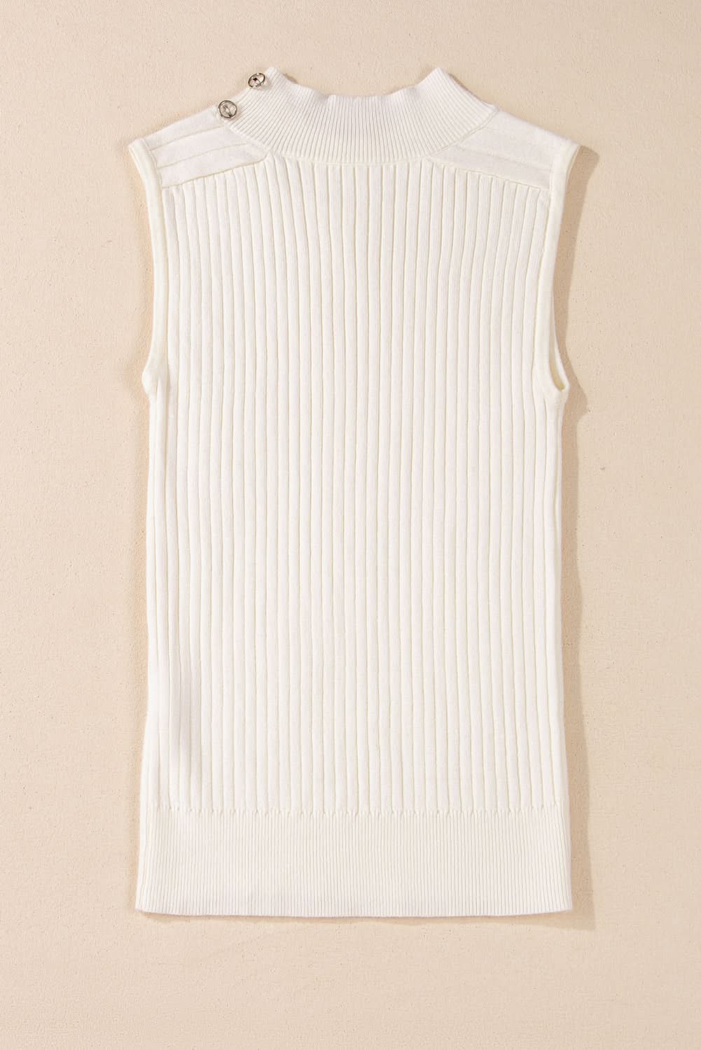 Chic white ribbed high neck sweater vest - Love Salve