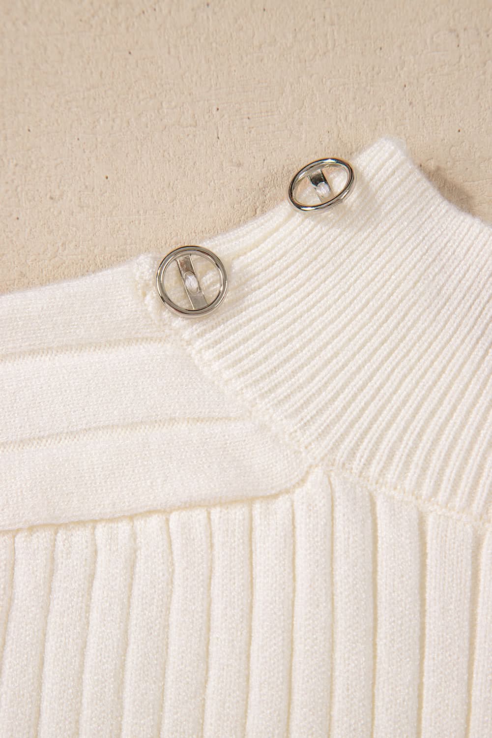 Chic white ribbed high neck sweater vest - Love Salve