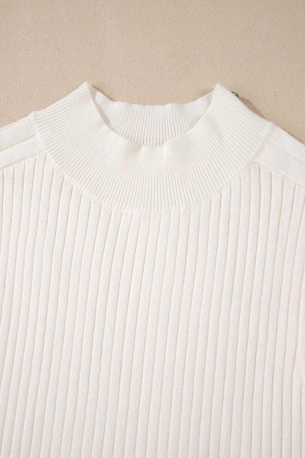 Chic white ribbed high neck sweater vest - Love Salve