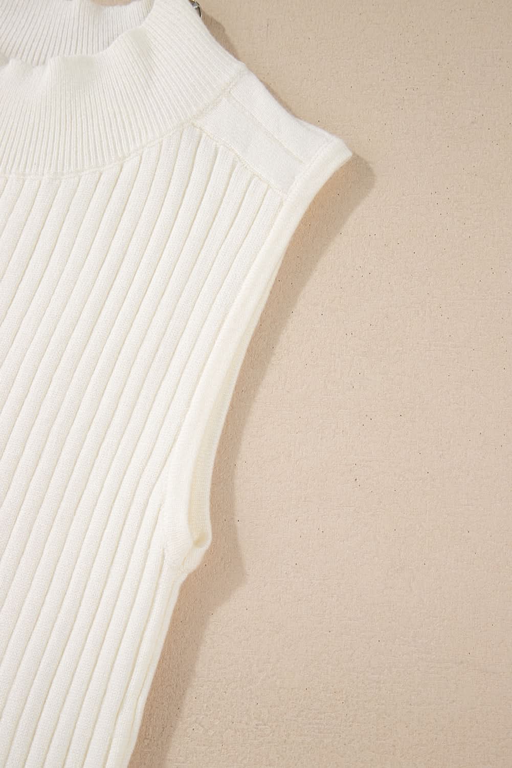 Chic white ribbed high neck sweater vest - Love Salve