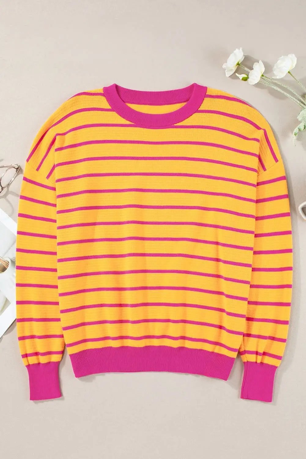 Casual orange striped sweater - Love Salve