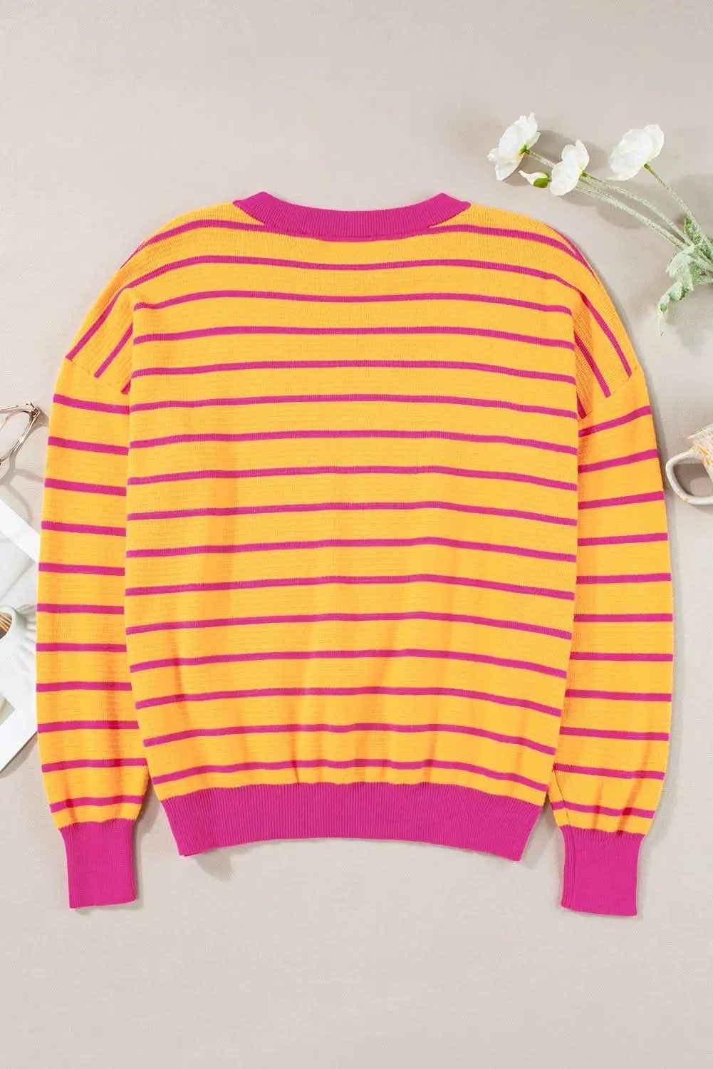 Casual orange striped sweater - Love Salve