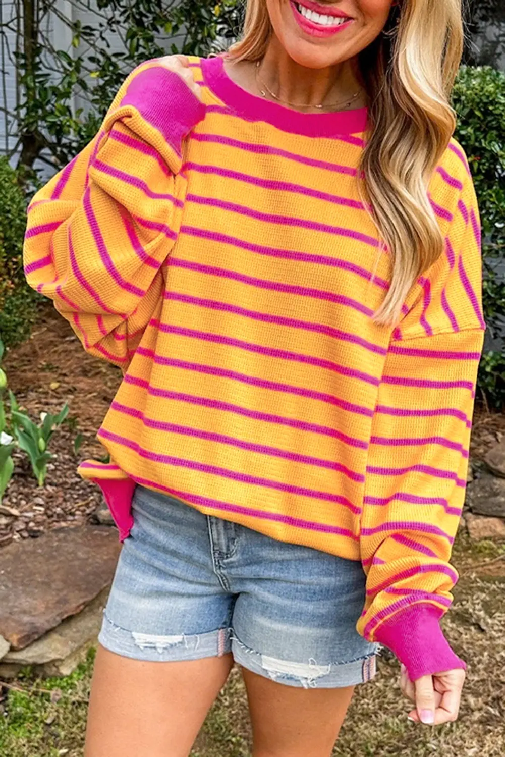 Casual orange striped sweater - Love Salve