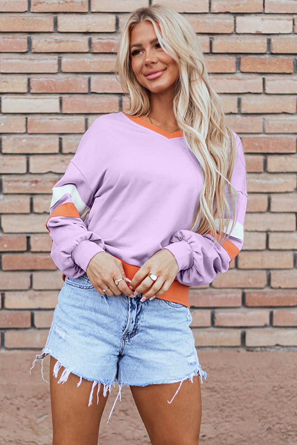 Orchid bouquet v-neck sweatshirt - Love Salve