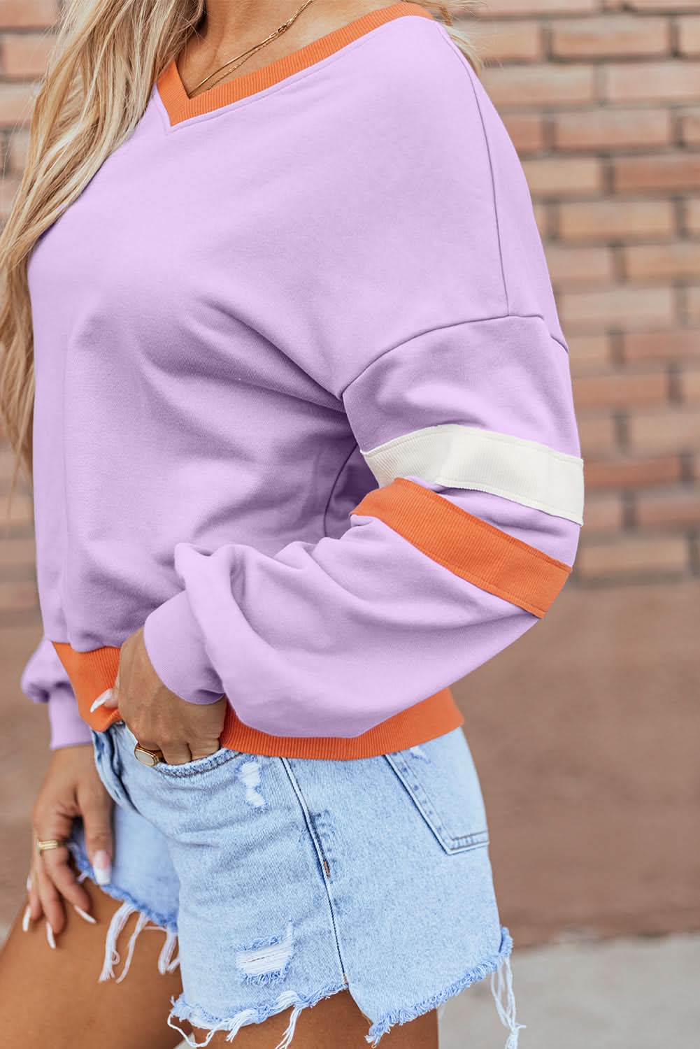 Orchid bouquet v-neck sweatshirt - Love Salve
