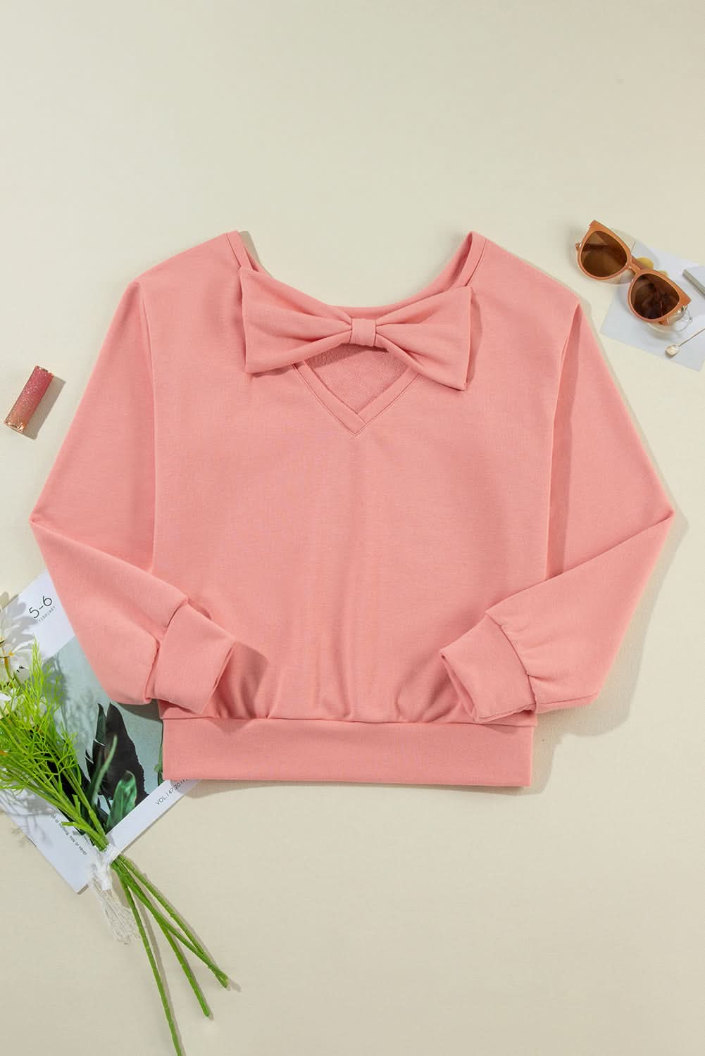 Pale chestnut back bow sweatshirt - Love Salve