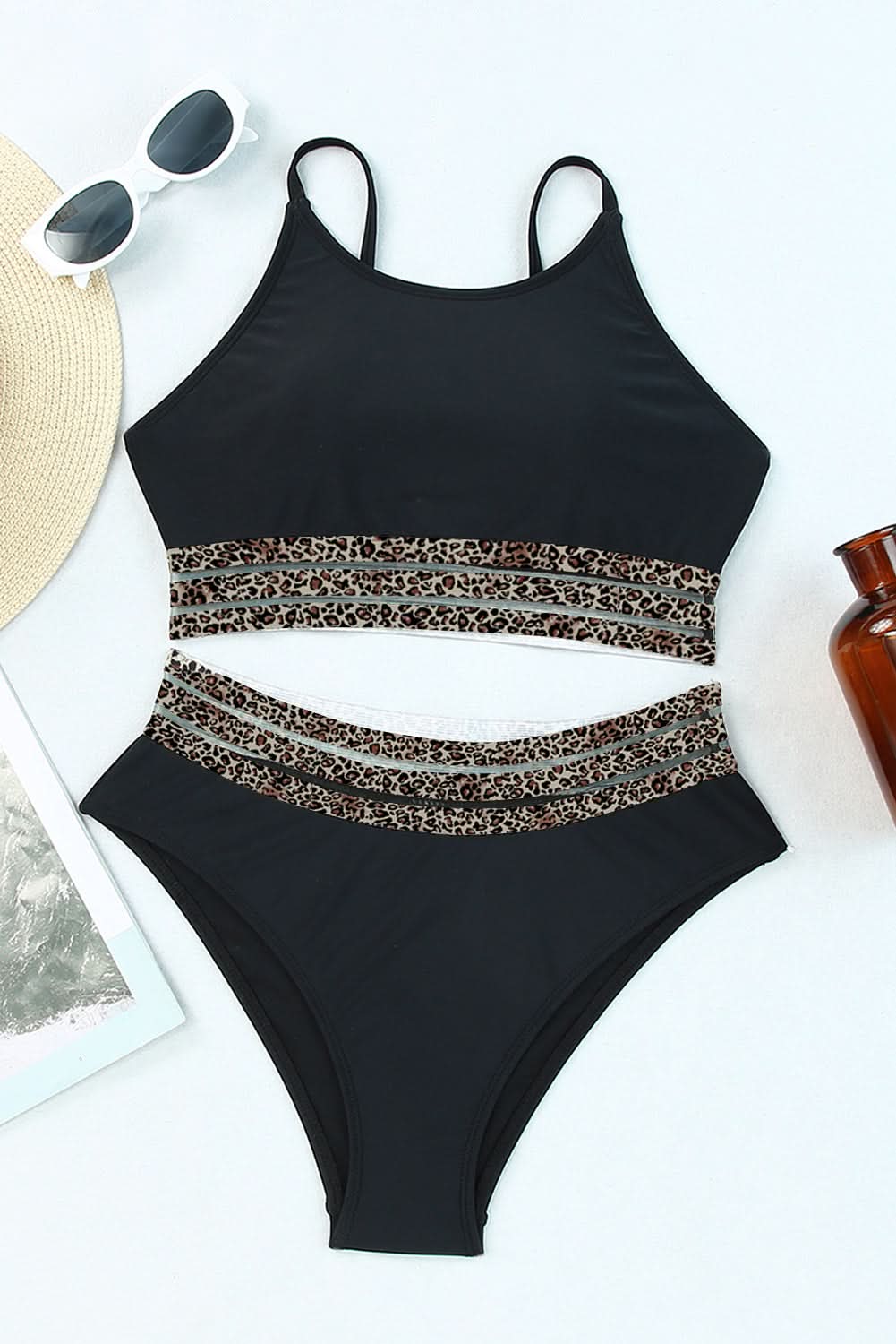 Black rose leopard bikini set - Love Salve