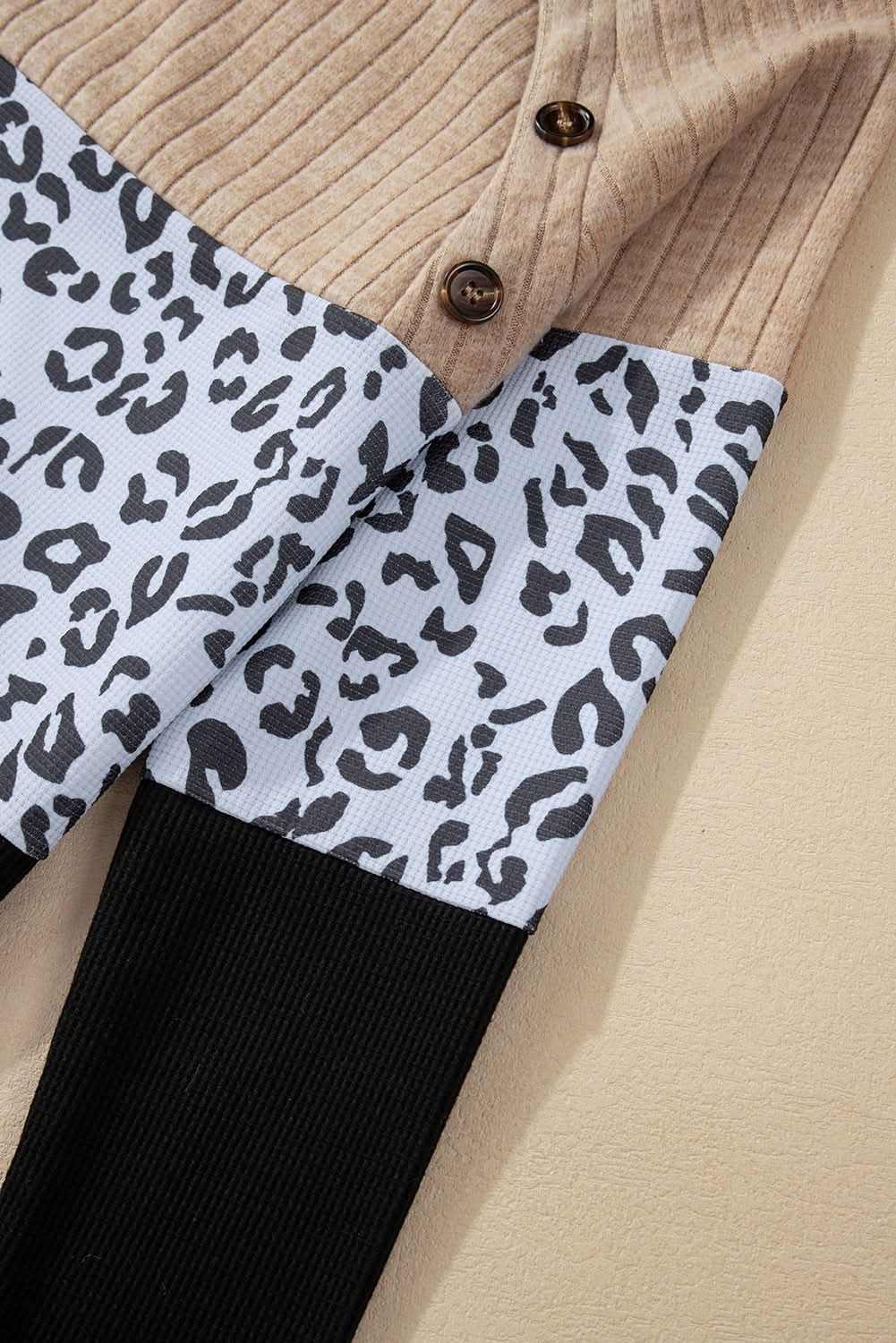 Fierce black leopard button-up tee - Love Salve