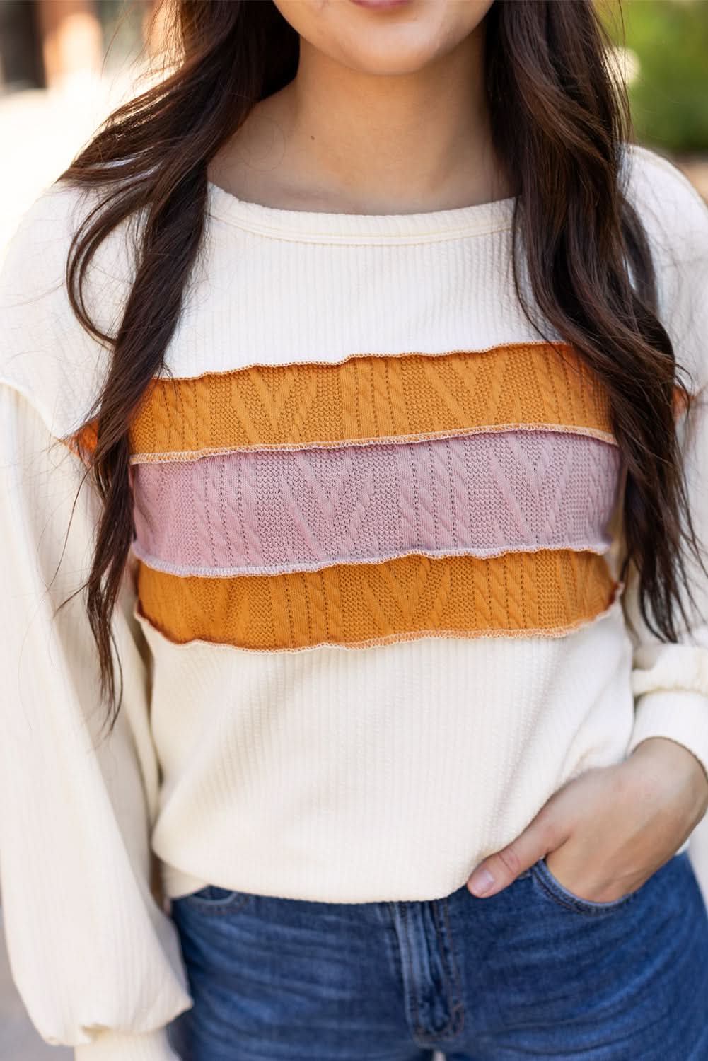 White knit drop sleeve top - Love Salve