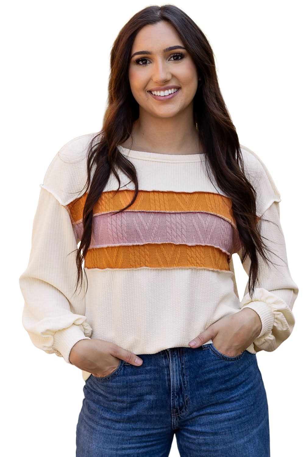 White knit drop sleeve top - Love Salve