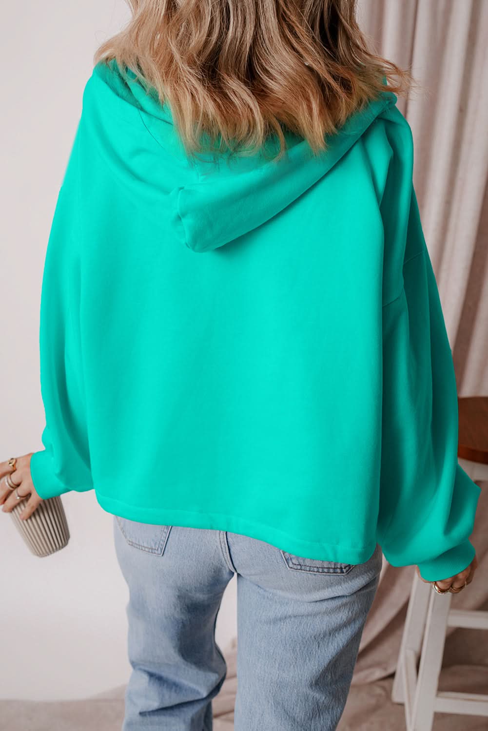 Aruba blue fleece hoodie with pockets - Love Salve