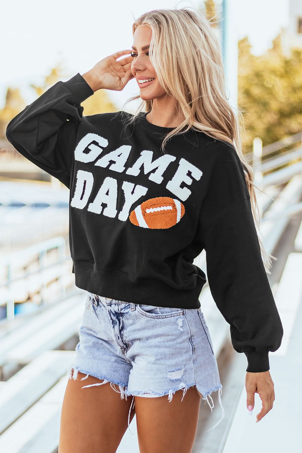Black game day varsity sweatshirt - Love Salve
