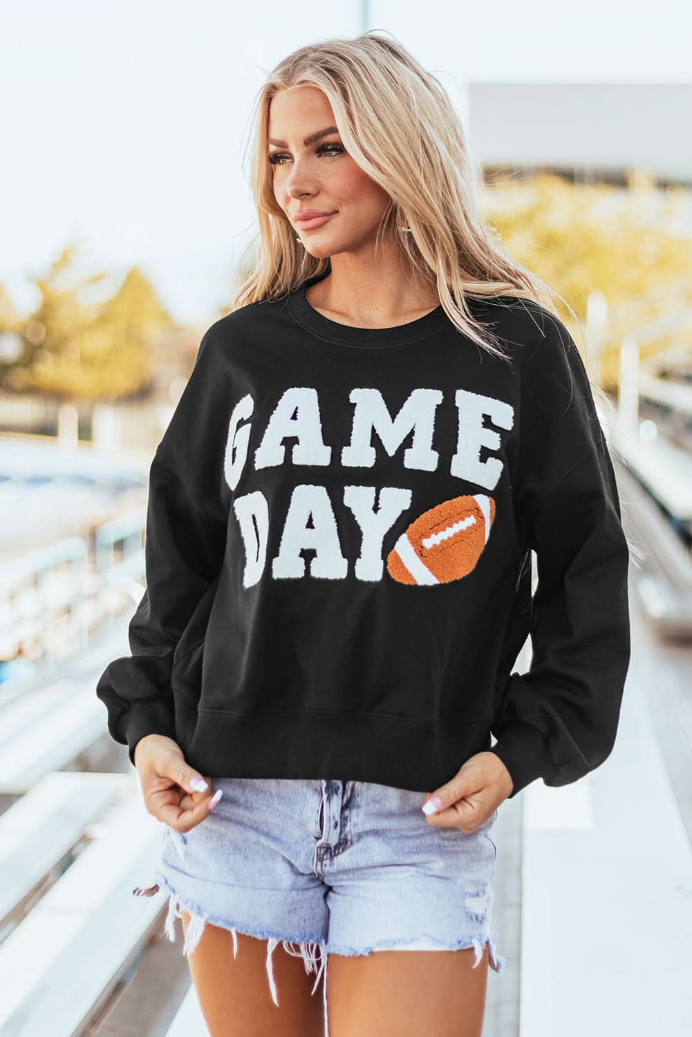 Black game day varsity sweatshirt - Love Salve