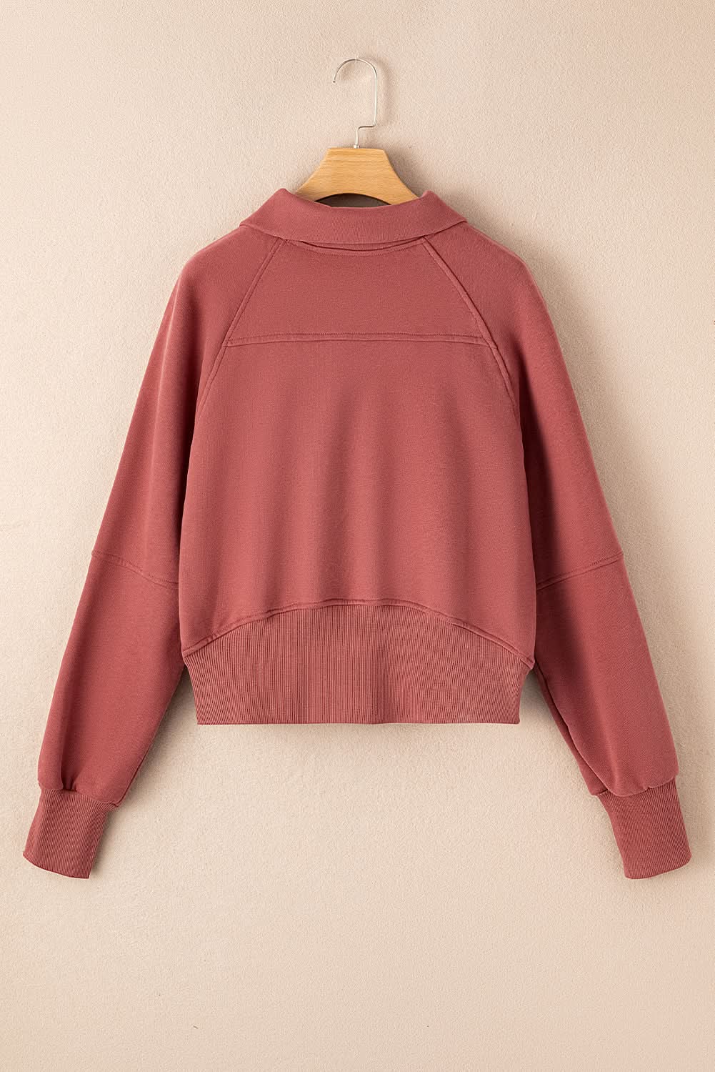 Brown Fleece Lined Zip Up Stand Collar Thumbhole Sleeve Sweatshirt - Love Salve