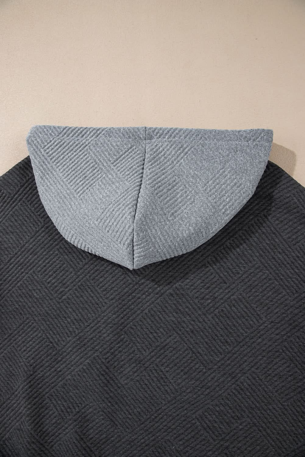 Gray color block drop shoulder hoodie - Love Salve