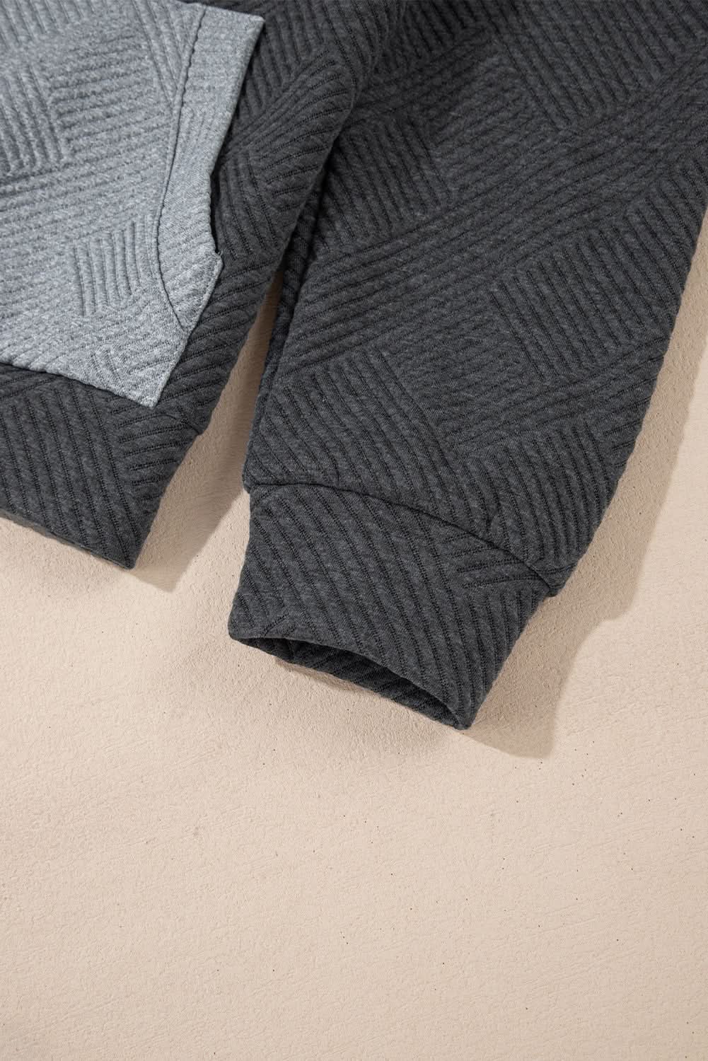 Gray color block drop shoulder hoodie - Love Salve