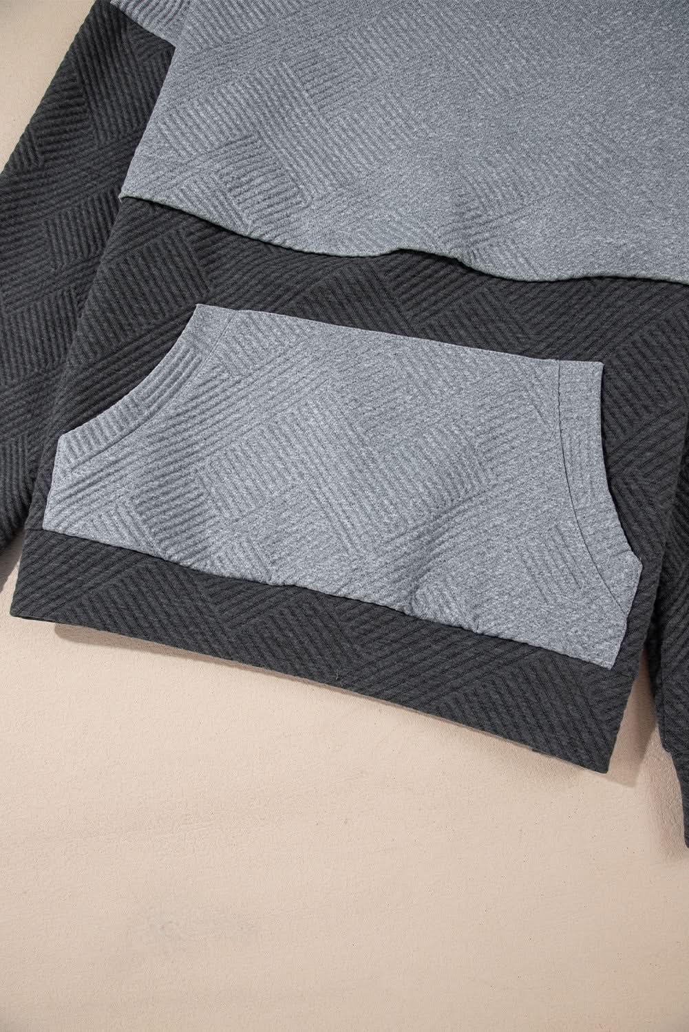 Gray color block drop shoulder hoodie - Love Salve