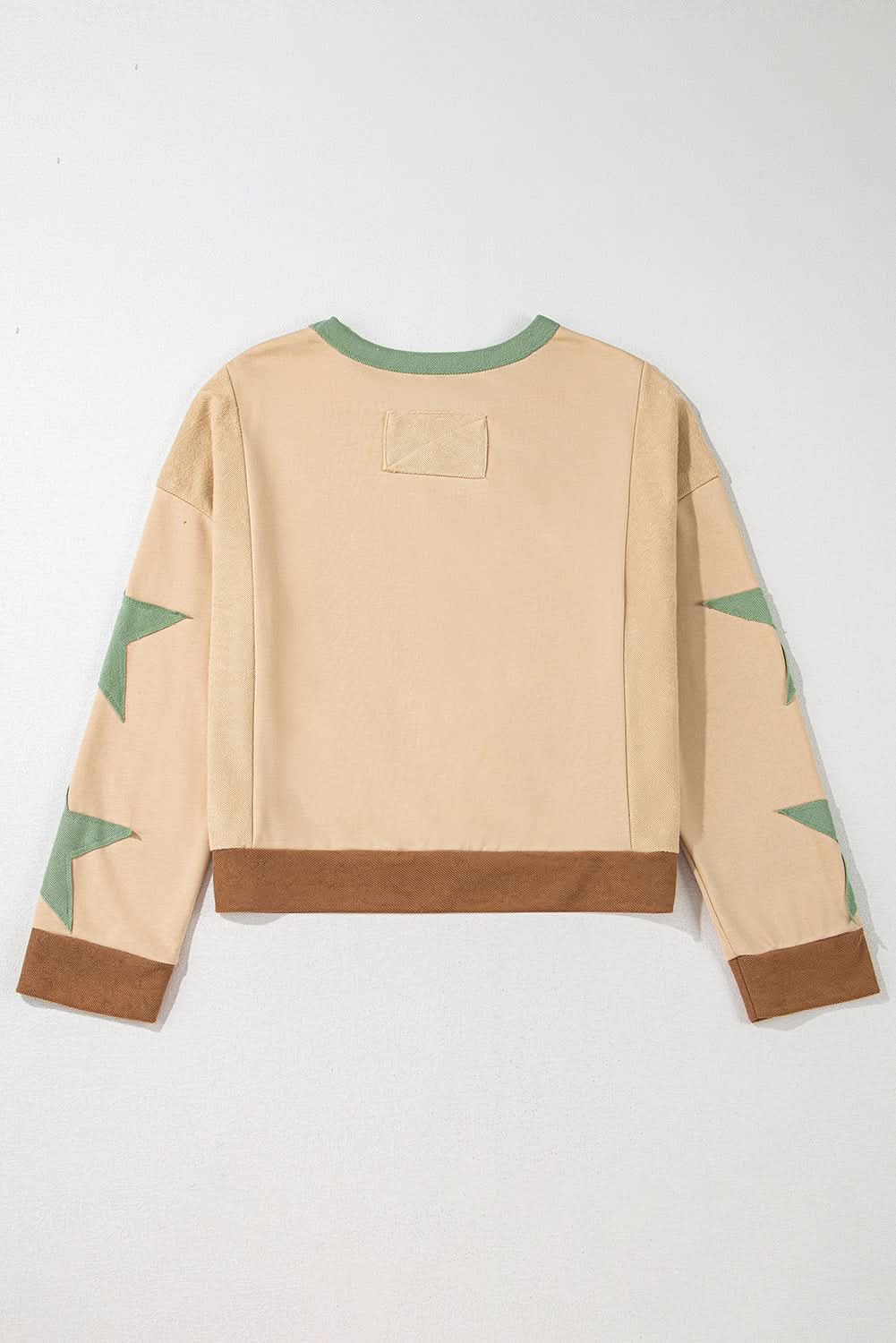 Parchment Star Patchwork Exposed Seam Oversized Sweatshirt - Love Salve