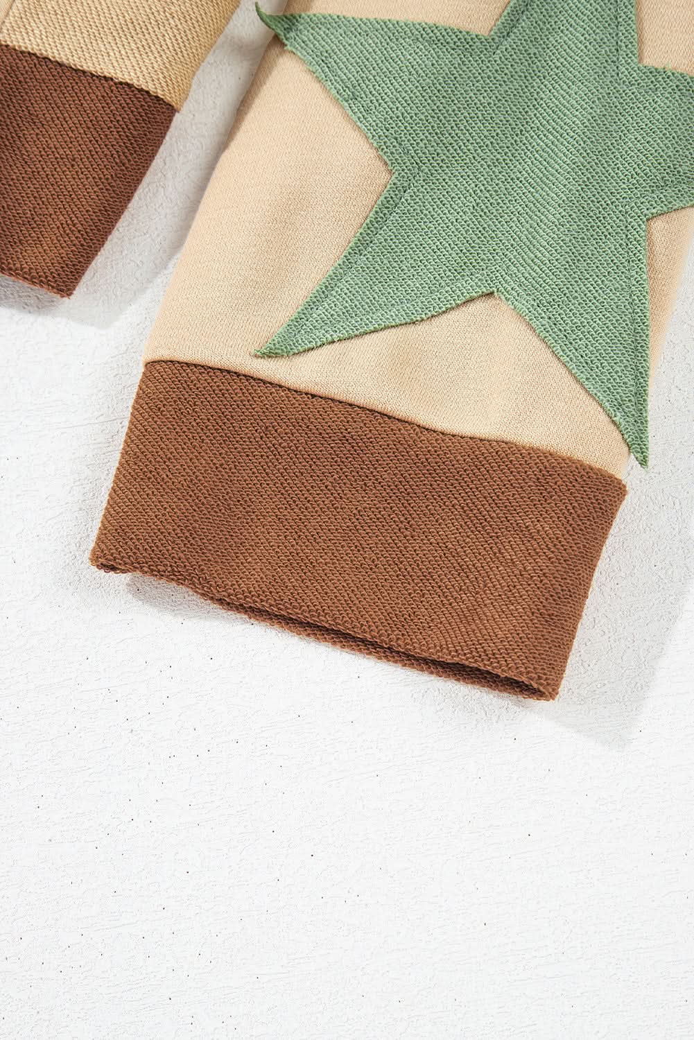 Parchment Star Patchwork Exposed Seam Oversized Sweatshirt - Love Salve