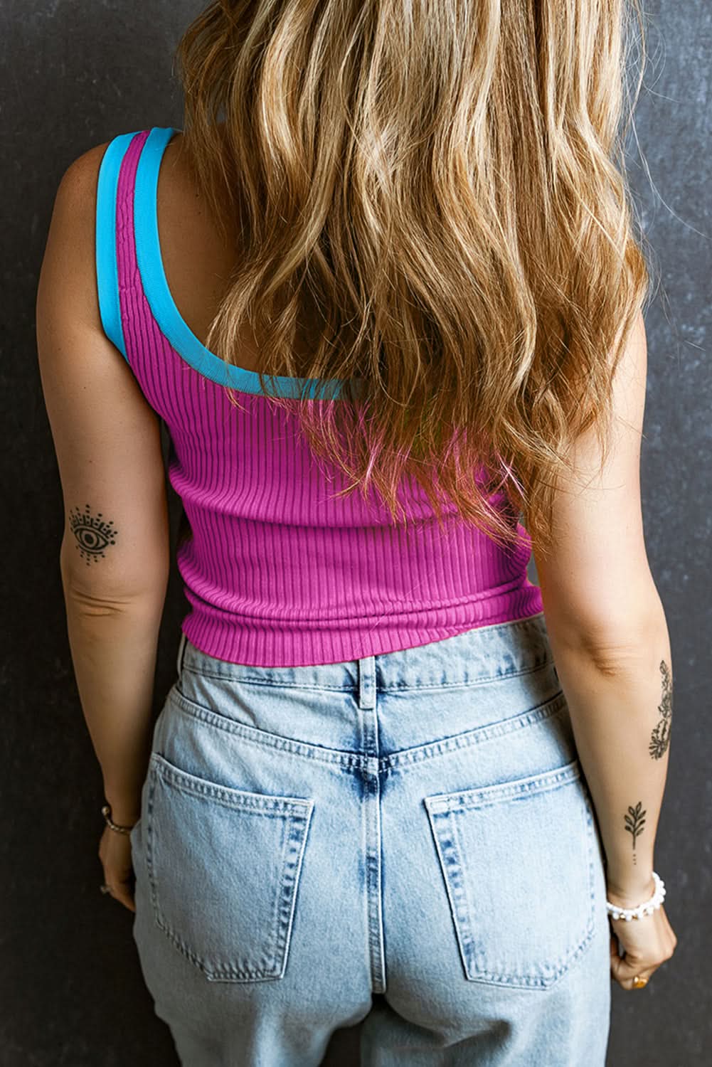 Trendy pink ribbed tank top - Love Salve