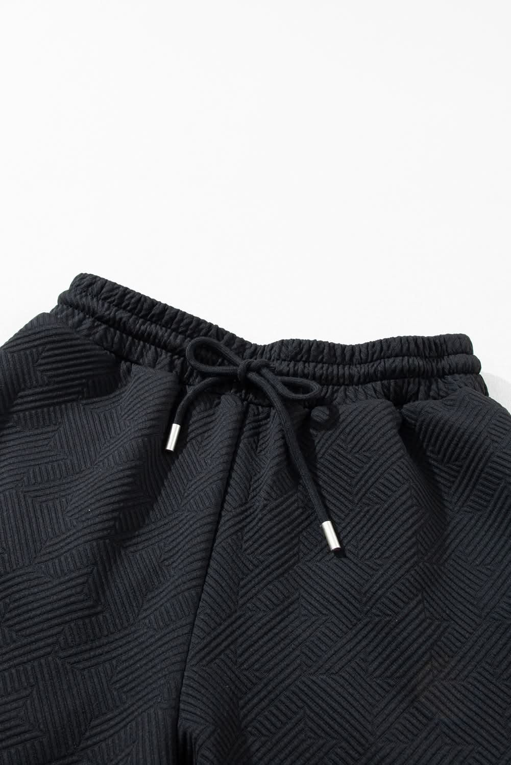 Black Textured Flutter Sleeve Top Wide Leg Pants Set - Love Salve