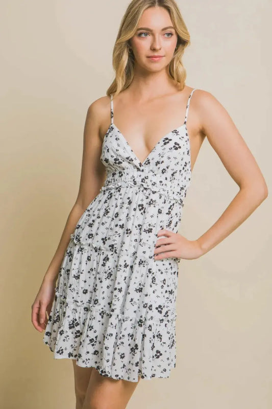 Love Tree Floral Tiered Cami Mini Dress for Summer Style - Love Salve
