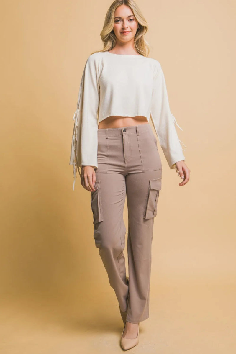Love Tree High Rise Cargo Pants with Pockets for Women - Love Salve