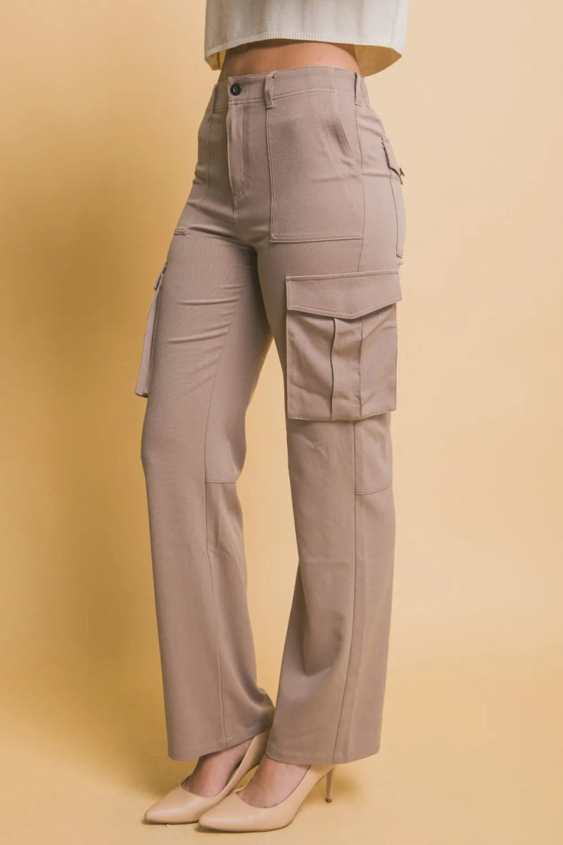 Love Tree High Rise Cargo Pants with Pockets for Women - Love Salve