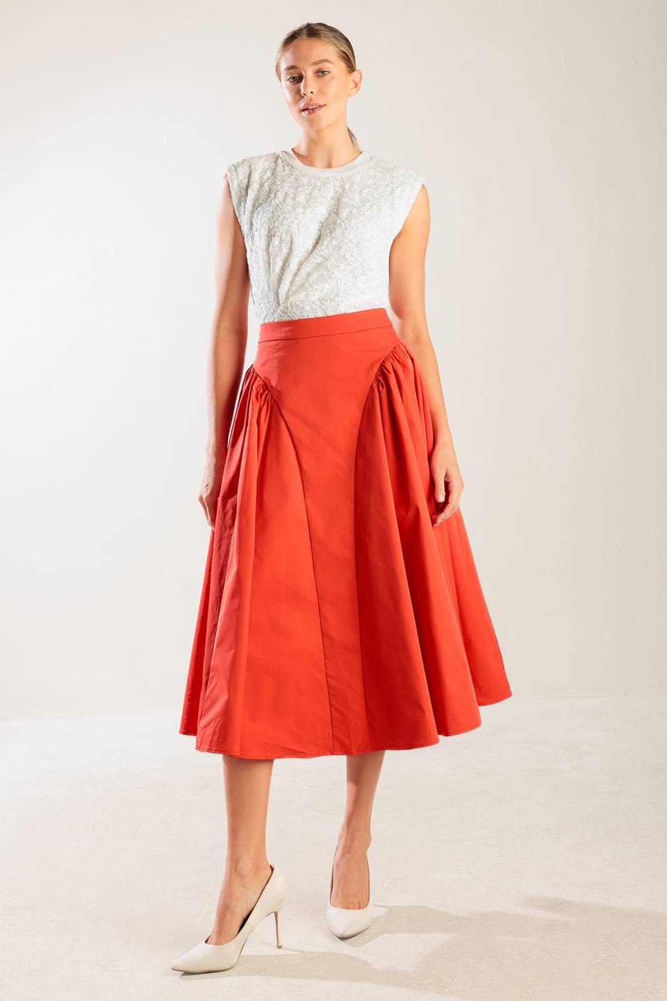 LUNCH WITH THE GIRLS WOVEN FULL MIDI SKIRT - Love Salve