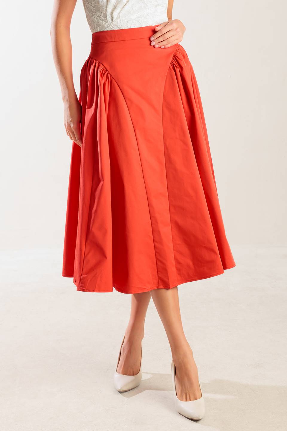LUNCH WITH THE GIRLS WOVEN FULL MIDI SKIRT - Love Salve