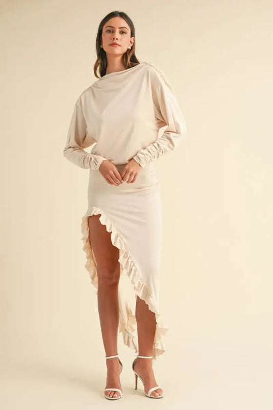 Mable Backless Asymmetric Ruffle Hem Dress for Women - Love Salve