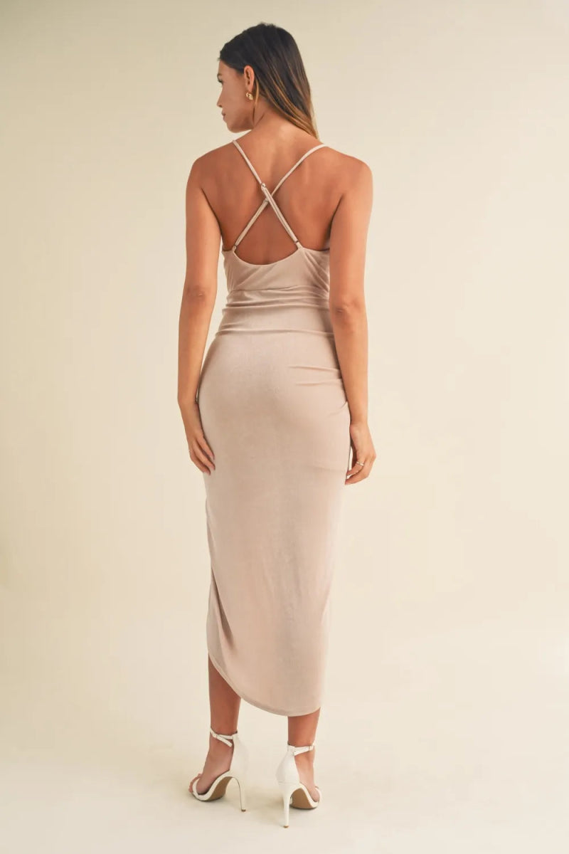Mable Draped Detail Cami Midi Dress for Elegant Style - Love Salve