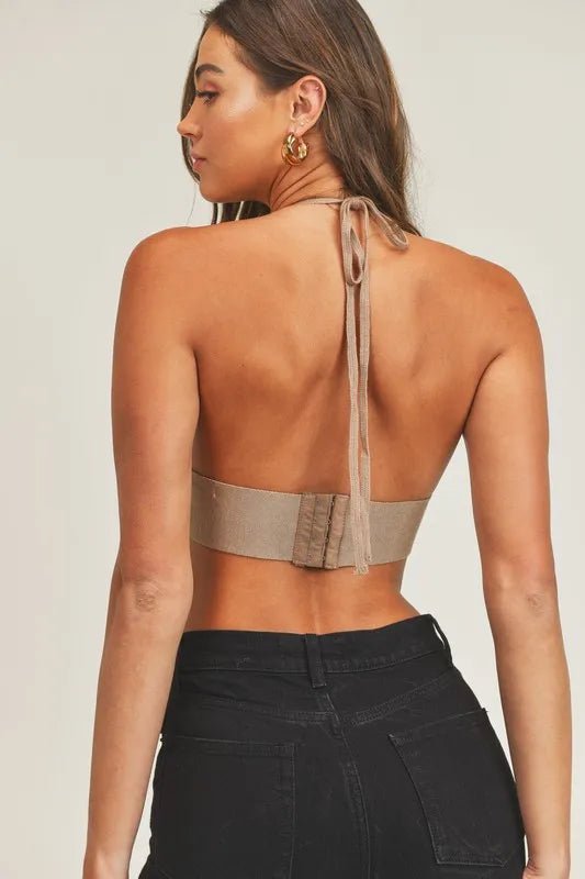 MABLE Long Sleeve Crop Sweater Top and Inner Bra Set - Love Salve