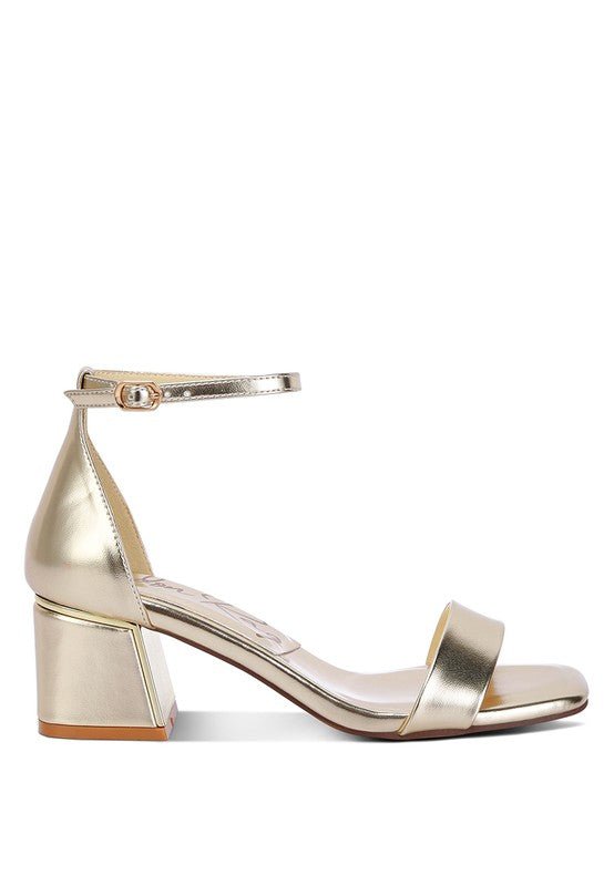 Makena Metallic Block Heel Sandals for Elegant Occasions - Love Salve