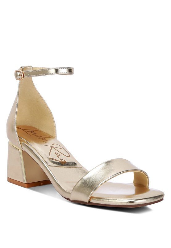Makena Metallic Block Heel Sandals for Elegant Occasions - Love Salve