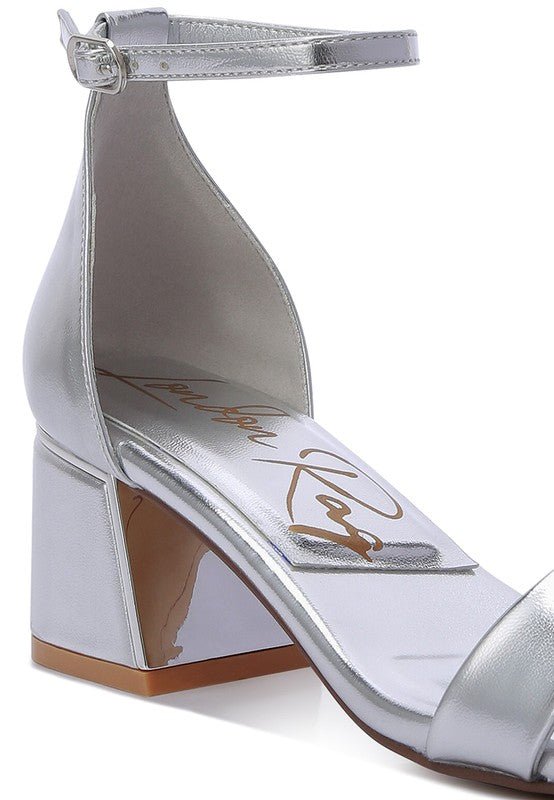 Makena Metallic Block Heel Sandals for Elegant Occasions - Love Salve