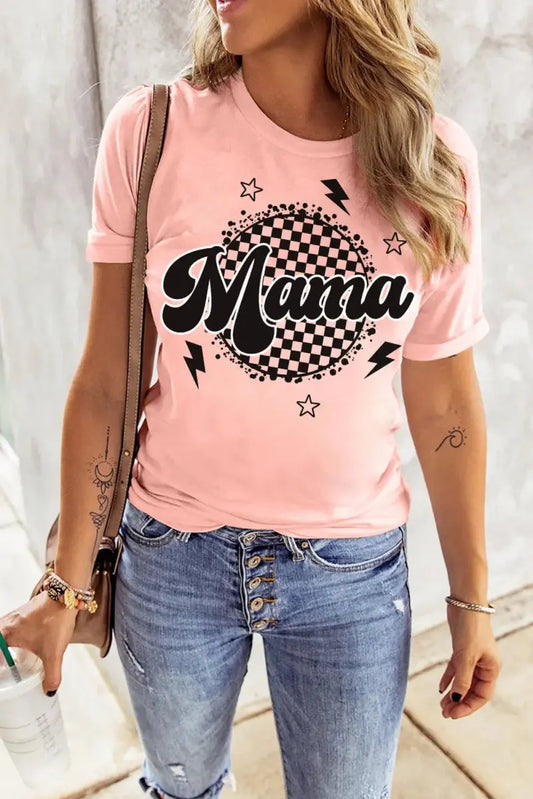 MAMA Round Neck Short Sleeve T-Shirt for Women Casual Wear - Love Salve