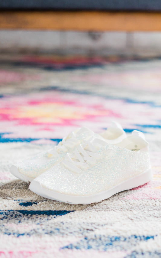 Mayo Glitter Sneakers White Wide Fit Comfort Shoes Naughty Monkey