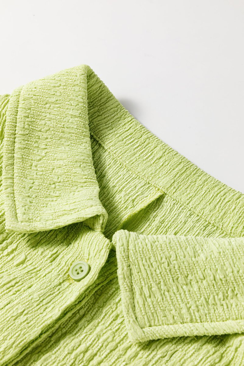 Meadow Mist Green Textured Short Sleeve Pocket Romper - Love Salve