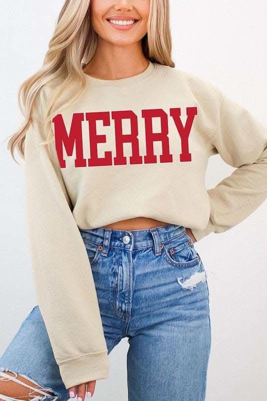 Merry Graphic Fleece Sweatshirts - Love Salve