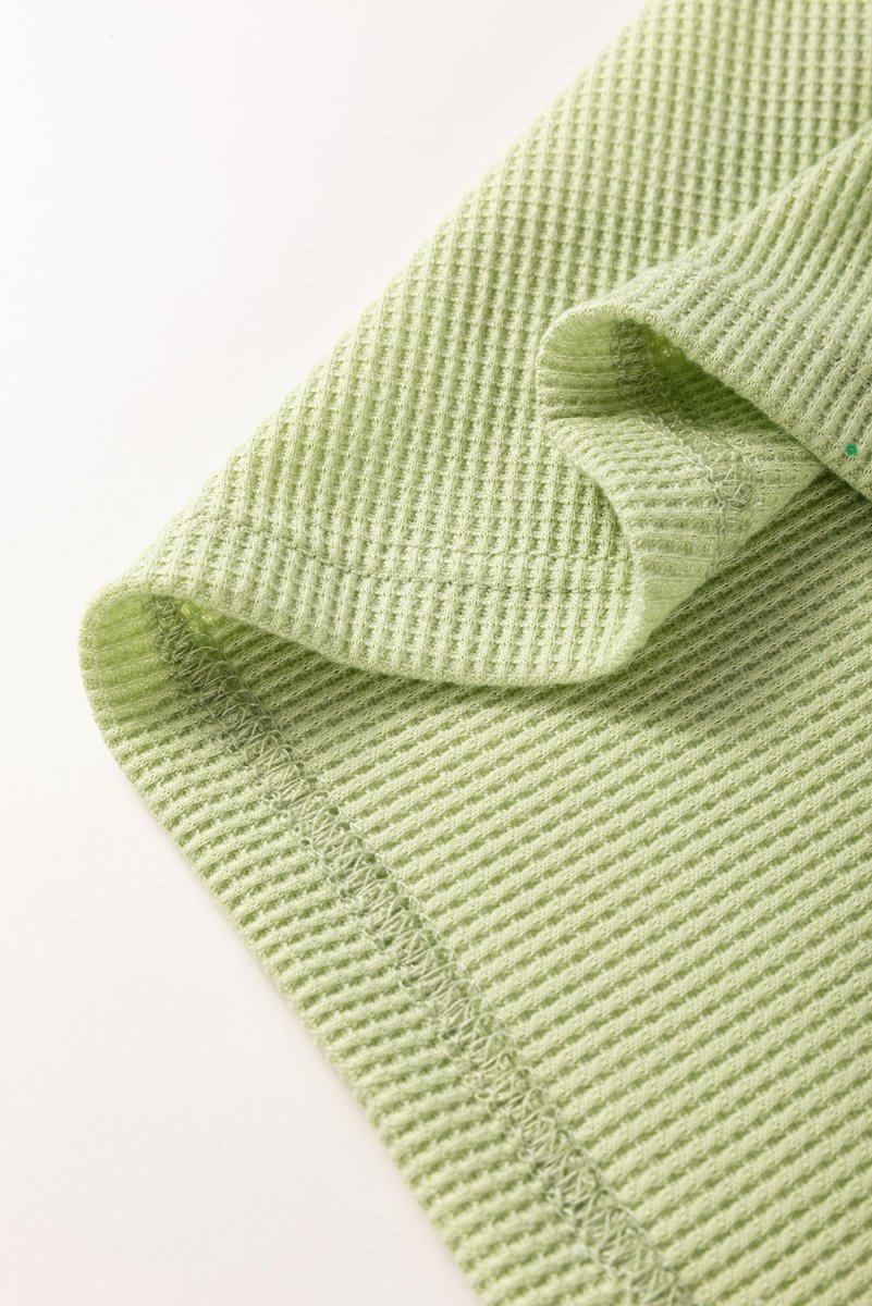 Mint Green Striped Patchwork Textured Colorblock Knit Top - Love Salve